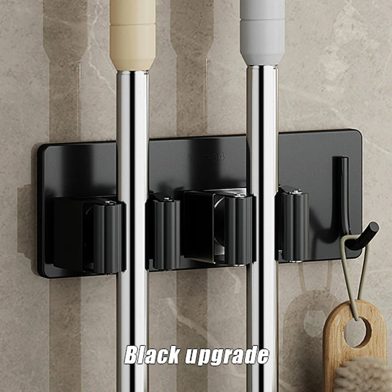 porte balai acier inoxydable adhésif mural moderne gris rangement salle bain étanche