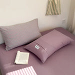 taies d'oreiller coton rayées jaune marron bleu violet 48x74cm respectueuses environnement minimaliste