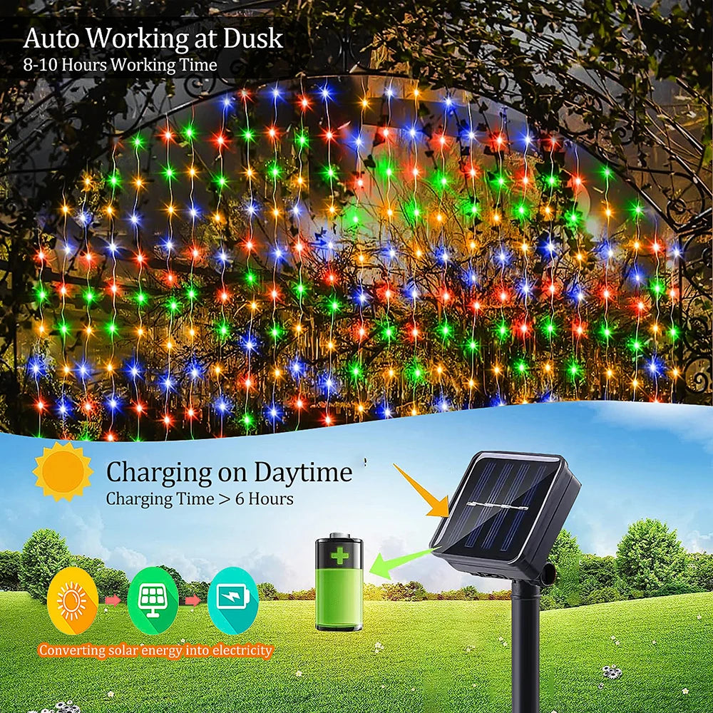 guirlande lumineuse multicolore 300leds solaire moderne extérieur halloween noël
