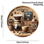 cadre mural vintage coffee time tasse cafetière grains bois naturel rustique