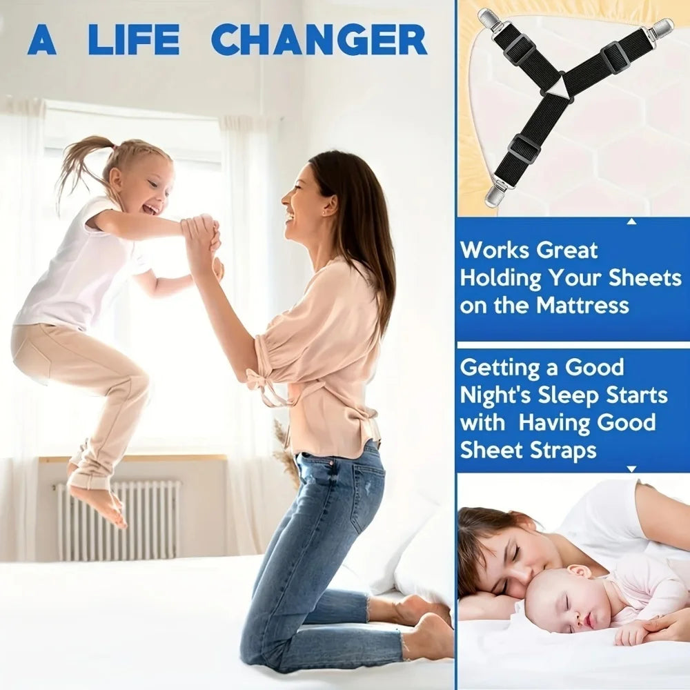 attaches drap lit noires clips élastiques réglables support housse matelas polyester modernes