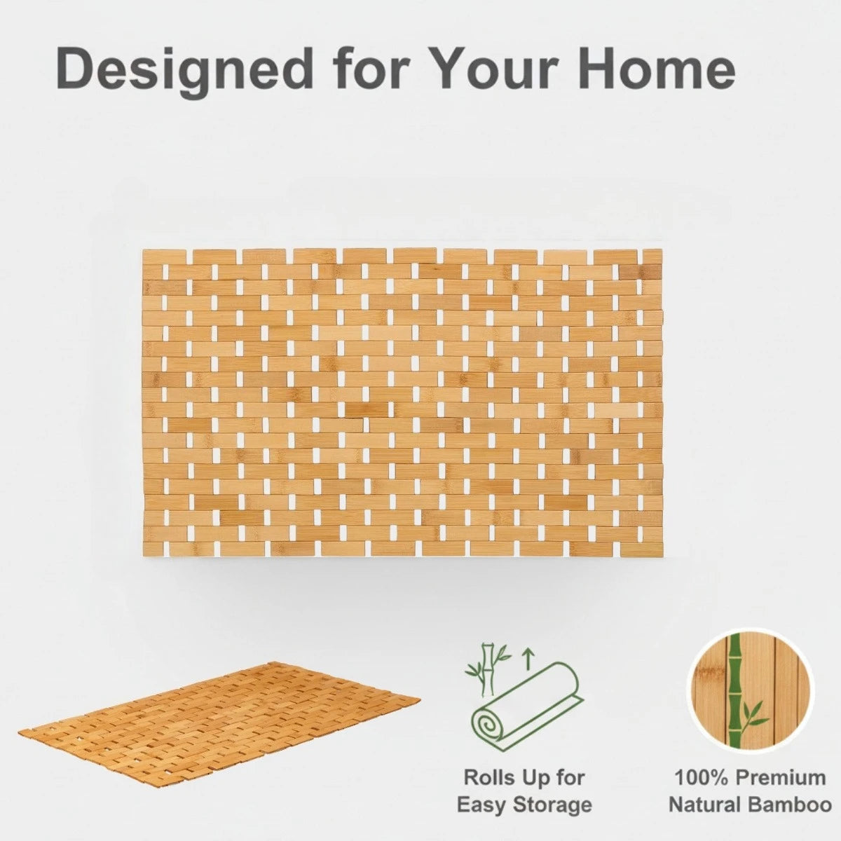 tapis sol salle bain moderne naturel bambou antidérapant facile entretien rapide séchage carrés tissés
