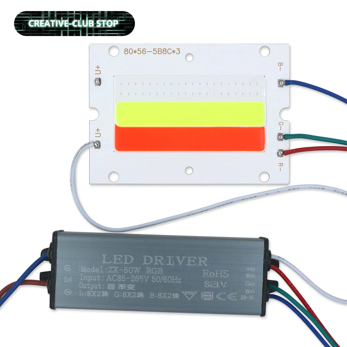 kit led rgb 50w blanc bleu vert rouge dégradé trois couleurs moderneintérieur
