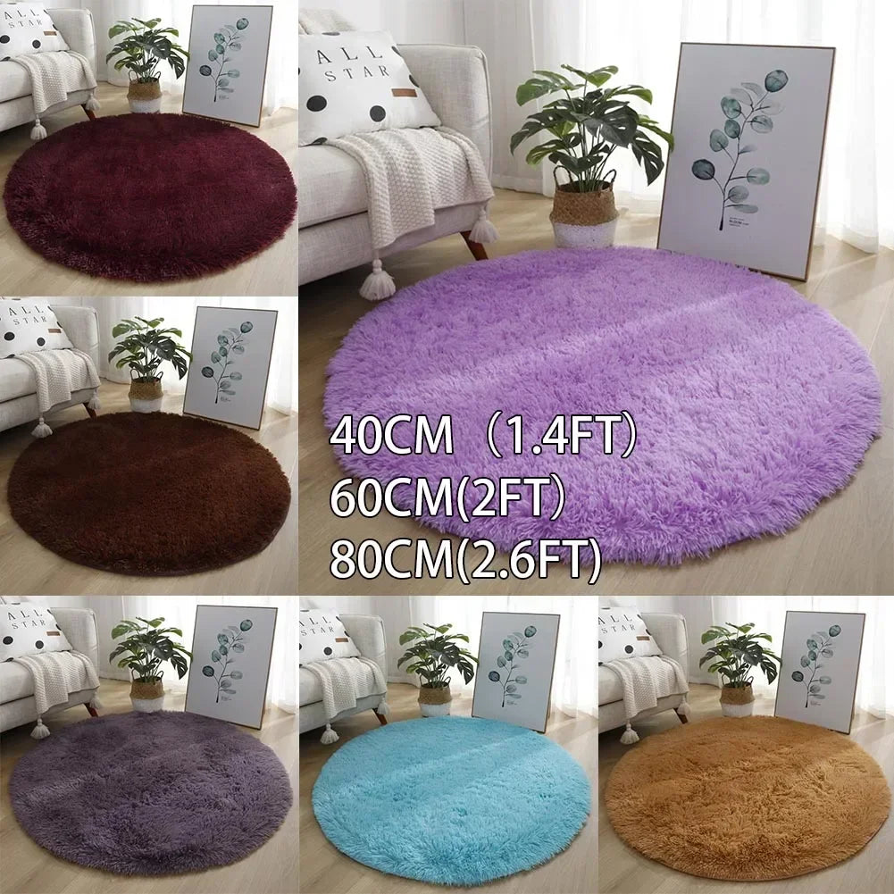 tapis rond uni moderne doux polyester 40cm rose clair vert violet marron bleuclair beige