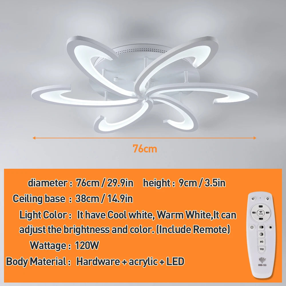 lampe suspendue moderne acrylique floral blanc éclairage quotidien led interrupteur bouton