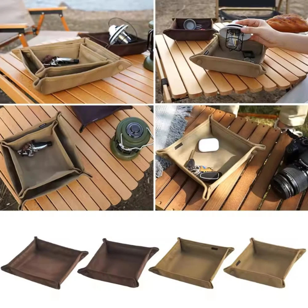boîte rangement pliable khaki toile coton vintage pratique portable légèrement stackable