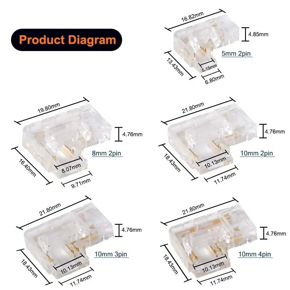 connecteur led transparent moderne pratique clips retenue 24v broches cct fcob rvb