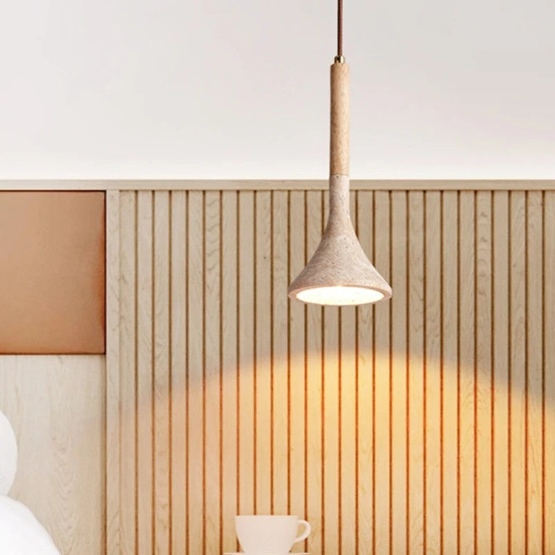 suspension lumineuse moderne pierre beige clair texture granulée opacité câble noir led 90 260v