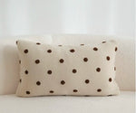 taies d'oreiller modernes beige brodées points blancs coton polyester 45x45cm