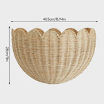 panier rangement tressé bambou beige clair fixé mur traditionnel farmhouse boho