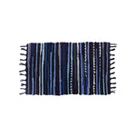 tapis boho ethnique marron beige noir bleu vert gris blanc multicolore rayures horizontales franges