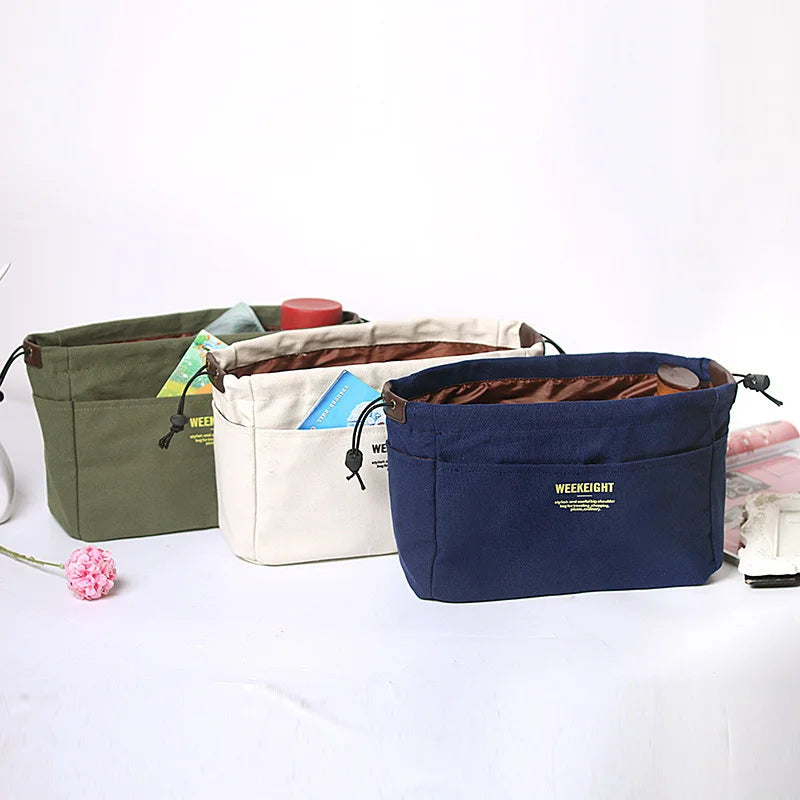 sac rangement toile imperméable multiusage réutilisable décontracté vert olive bleu marine crème