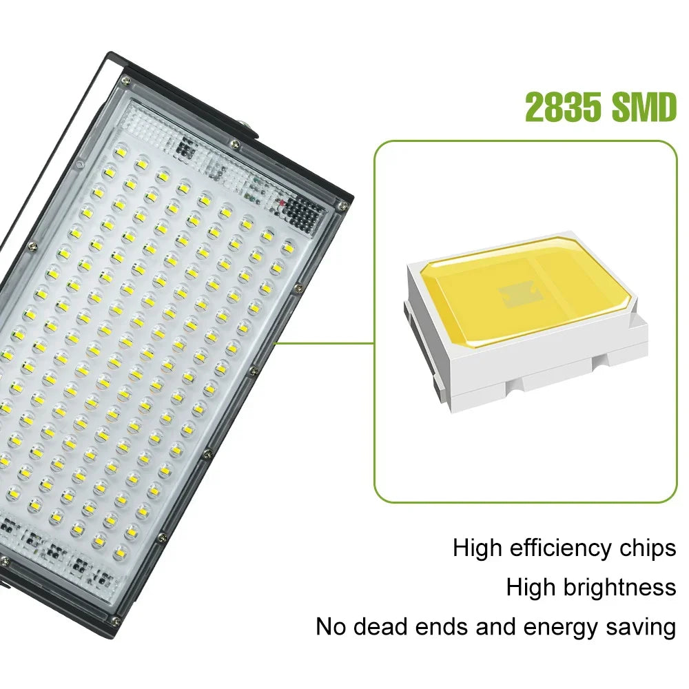 projecteur led extérieur moderne 220v noir 4vis 4rondelles 2clous 274mm139mm