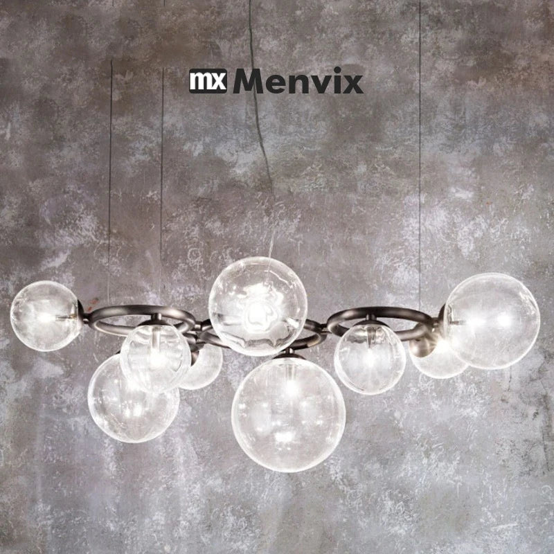 Suspension lumineuse moderne boule verre transparente câbles suspendus salle salon chambre