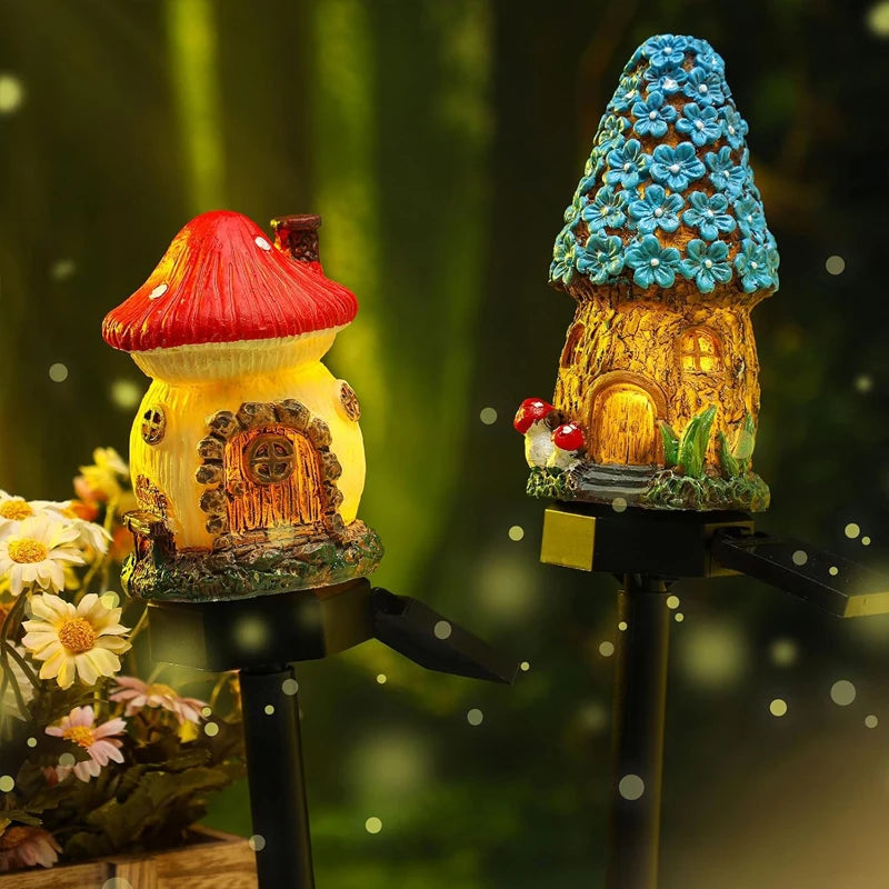lampe solaire extérieure blanc rouge bleu vert marron texture résinée motifs floraux décoration jardin