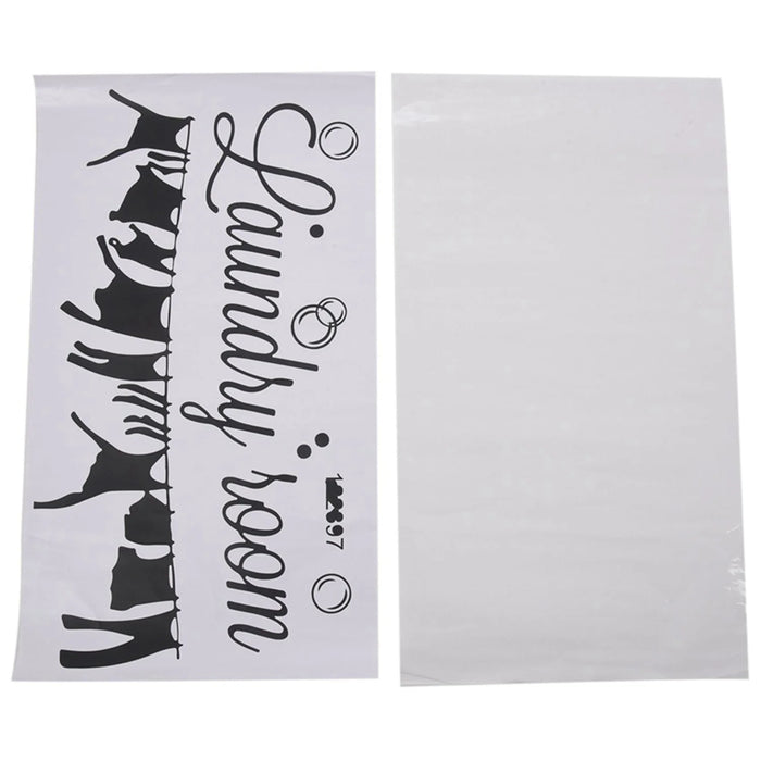 serviette moderne imprimée blanc texte laundry room silhouettes vêtements adhésive résistante eau contemporain