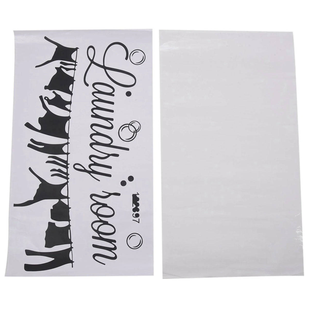 serviette moderne imprimée blanc texte laundry room silhouettes vêtements adhésive résistante eau contemporain