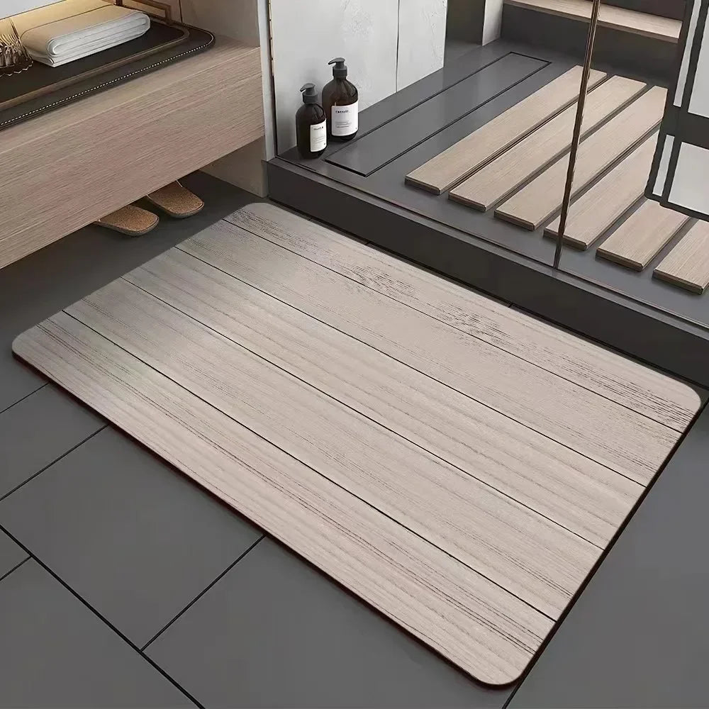 tapis sol pvc moderne rayures brunes antidérapant séchage rapide cuisine salle bain