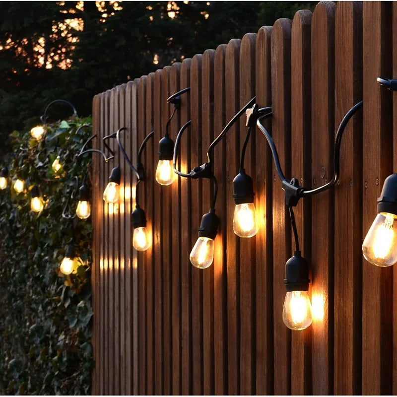 guirlande lumineuse extérieure industrielle 10m 10 ampoules e27 blanc chaud noir jaune