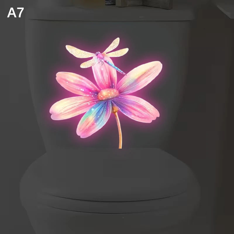 stickers decoratifs toilettes multicolores fleurs insectes adhésifs maison chambre salon