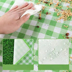 tapis pique nique carreaux vert blanc jaune moderne imperméable anti humidité poignée rangement camping