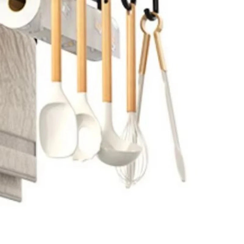 étagère sous meuble acier inoxydable noir texture bois moderne clips magnétiques porte serviette porte
