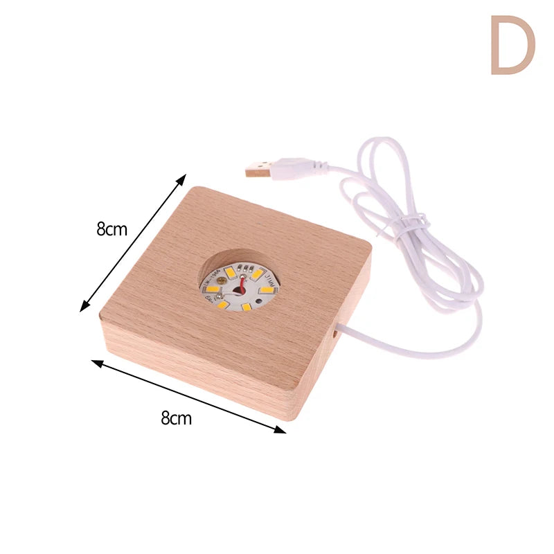 support lumière led plaque bois finition lisse moderne batterie aaa diodes jaunes usb minimaliste