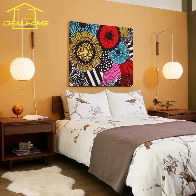 lampe murale led blanc bois moderne rayures horizontales plaque fixation cordon interrupteur