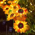 fleur artificielle solaire jaune verte moderne piquet métallique base fixation