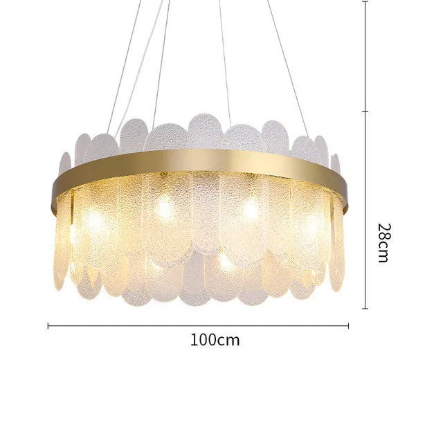 Suspension lumineuse moderne or verre dépoli blanc élégante encastrée lumière led chambre salon