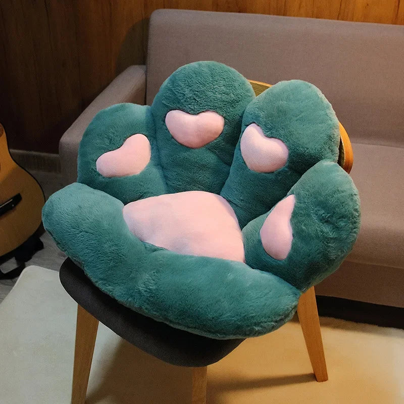 coussin patte chat peluche coeurs blancs doux lit amovible lavableDecoration mignonneAdultes