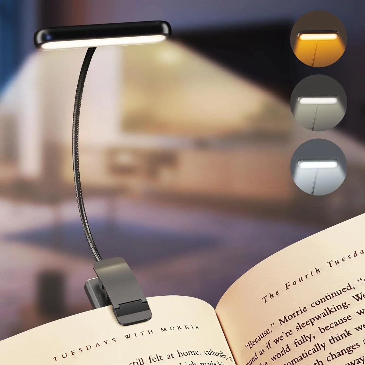 lampe lecture rechargeable usb flexible clip book lights nuit led portable