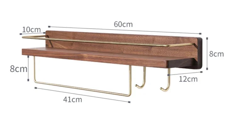 étagère murale moderne minimaliste bois naturel doré étagères clips métalliques