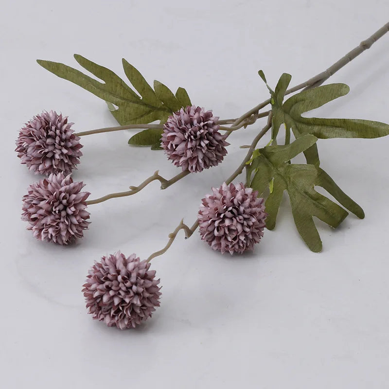 bouquet artificiel branches fleurs boules pissenlit feuilles vertes décoration mariageintérieur moderne naturel