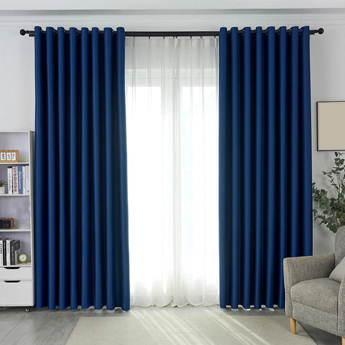 rideau occultant bleu marine uni moderne 100% polyester anneaux métalliques opacité isolation thermique chambre