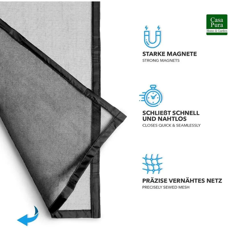 rideau moustiquaire gris noir velcro porte protection insectes sans perçage moderne