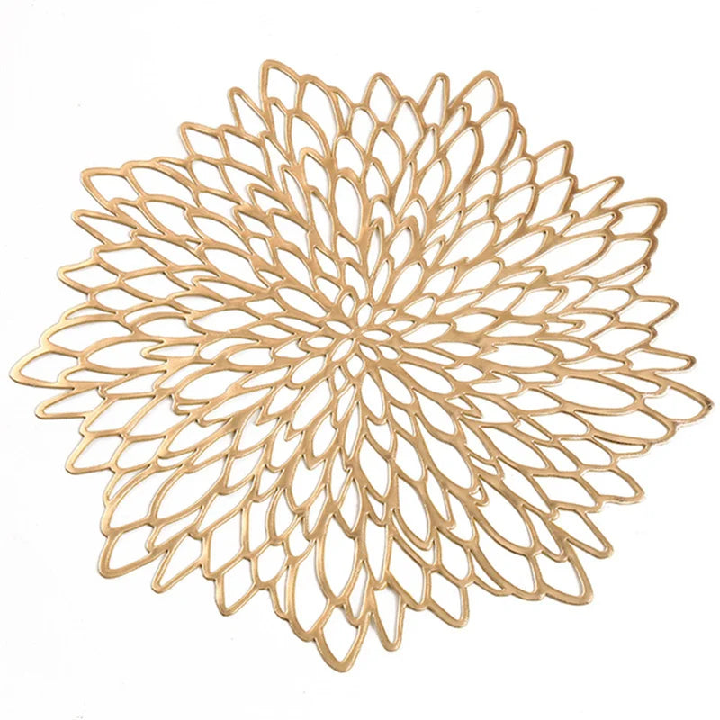 tapis table moderne or argent floral ajouré respectueux environnement silicone élégant set repas fourchette