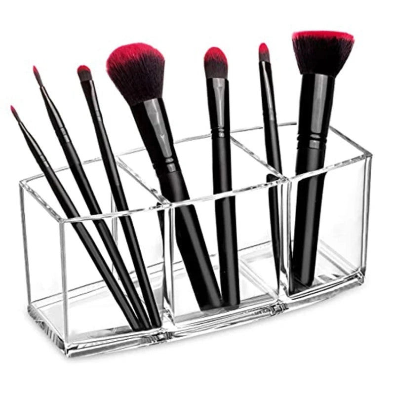 organisateur transparent pinceaux maquillage moderne minimaliste noir rouge doré blanc