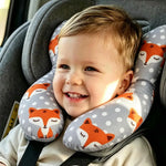 coussin sécurité enfant gris blanc orange bleu jaune points renards oiseaux étoiles ananas confortable