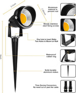 projecteur éclairage extérieur led 12v ip65 moderne câble connecteur piquet noir 1mètre
