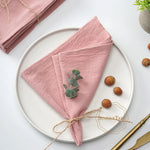 serviettes table coton rose pâle texture lin classique réutilisable 40x40cm