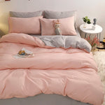 ensemble literie moderne 100% coton uni bleu clair rose pâle jaune gris clair mauve