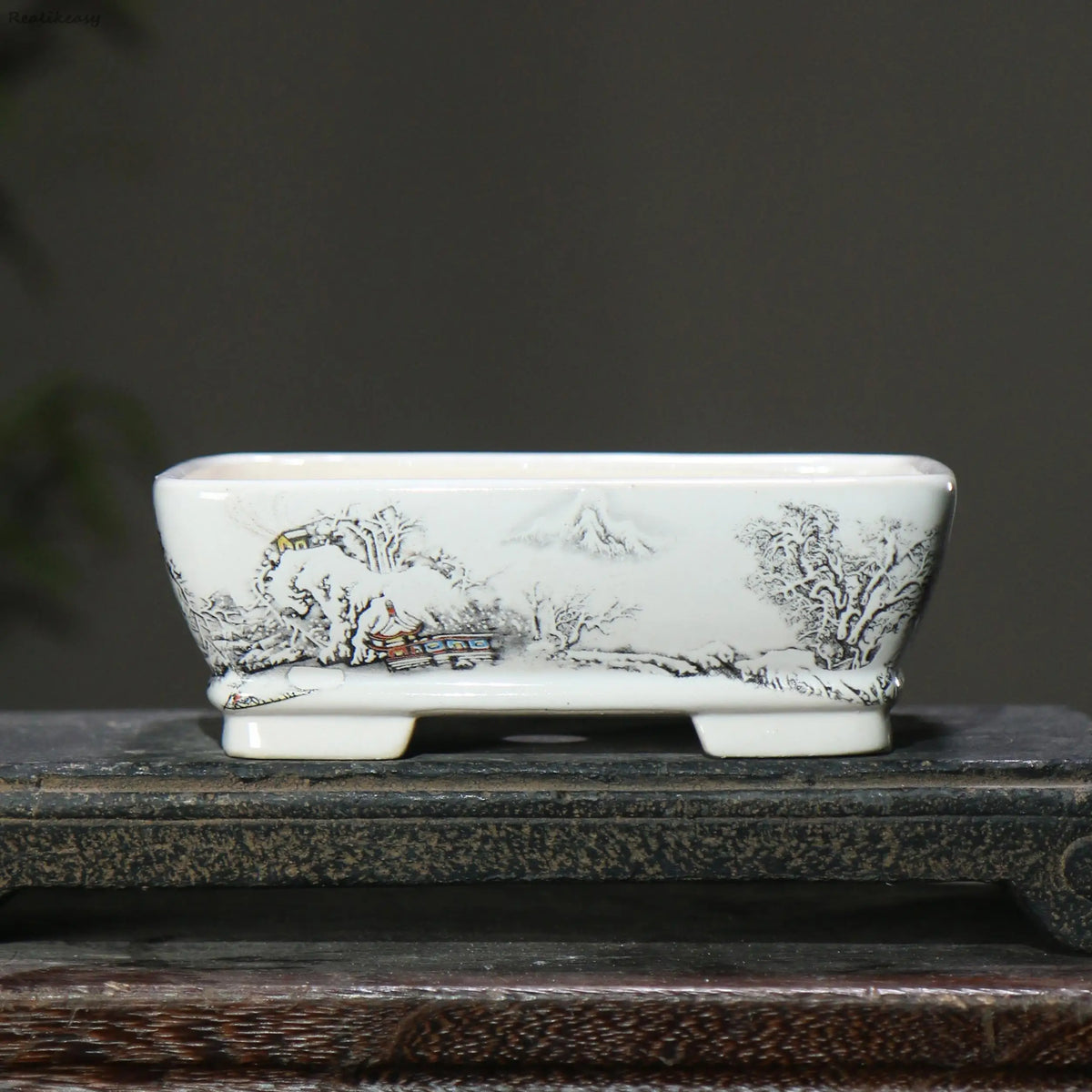 bacs plantes chinois paysage peint blanc opaque décoration intérieure pots fleurs