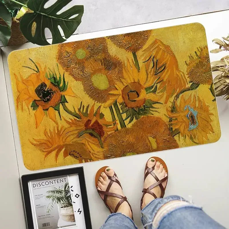 tapis sol moderne motif fleurs turquoise bleu ciel artistique maison intérieur décoratif