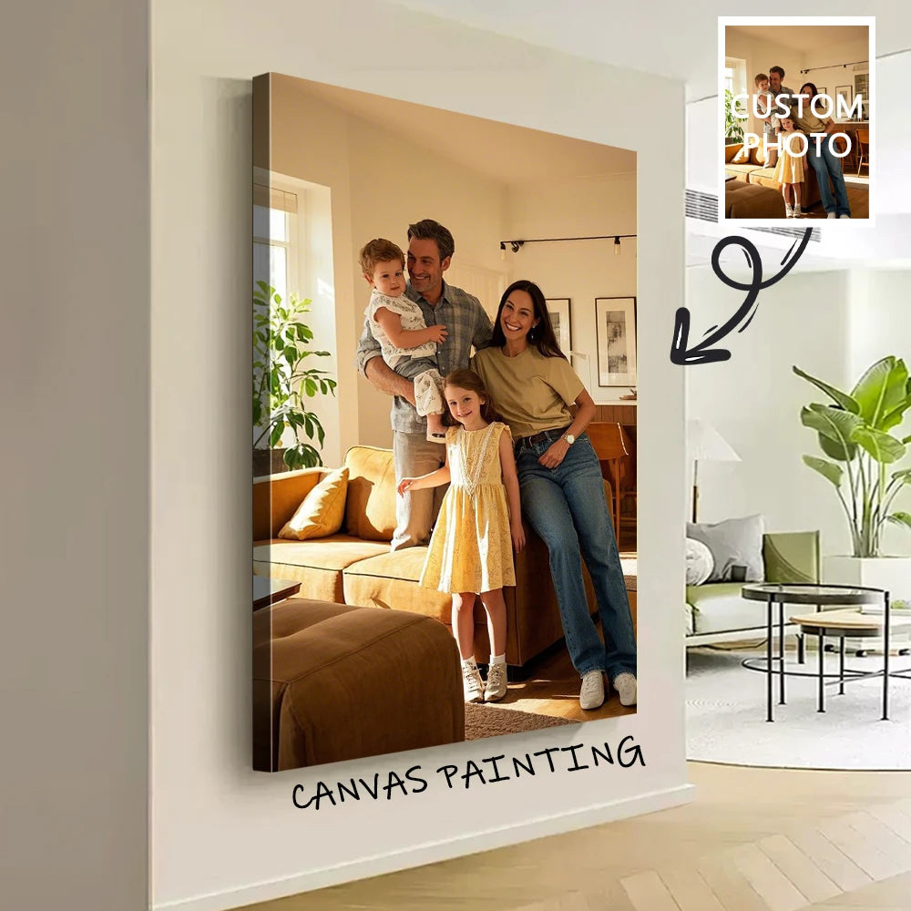 tableau photo personnalisé toile cadre bois décoration murale moderne paysage famille