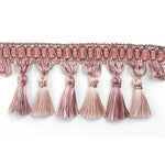 ruban franges polyester rose pâle rose clair gris clair noir beige motifs dorés classique