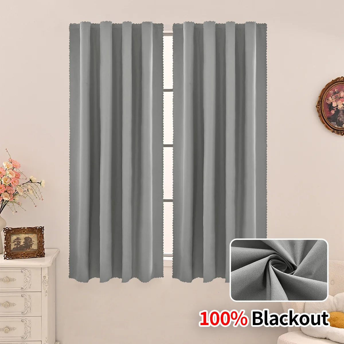 rideau moderne polyester opaque noir uni salon 60x100cm 60x130cm 60x150cm 60x200cm