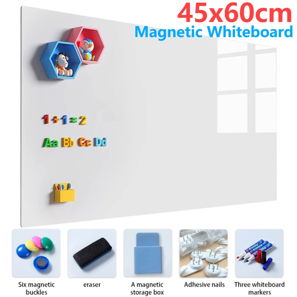 tableau blanc magnétique moderne 45x60cm aimants gomme marqueurs boîte rangement clous adhésifs blanc opaque