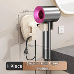 porte sèche cheveux support mural rotatif moderne adhésif sèche cheveux unique beige gris rose