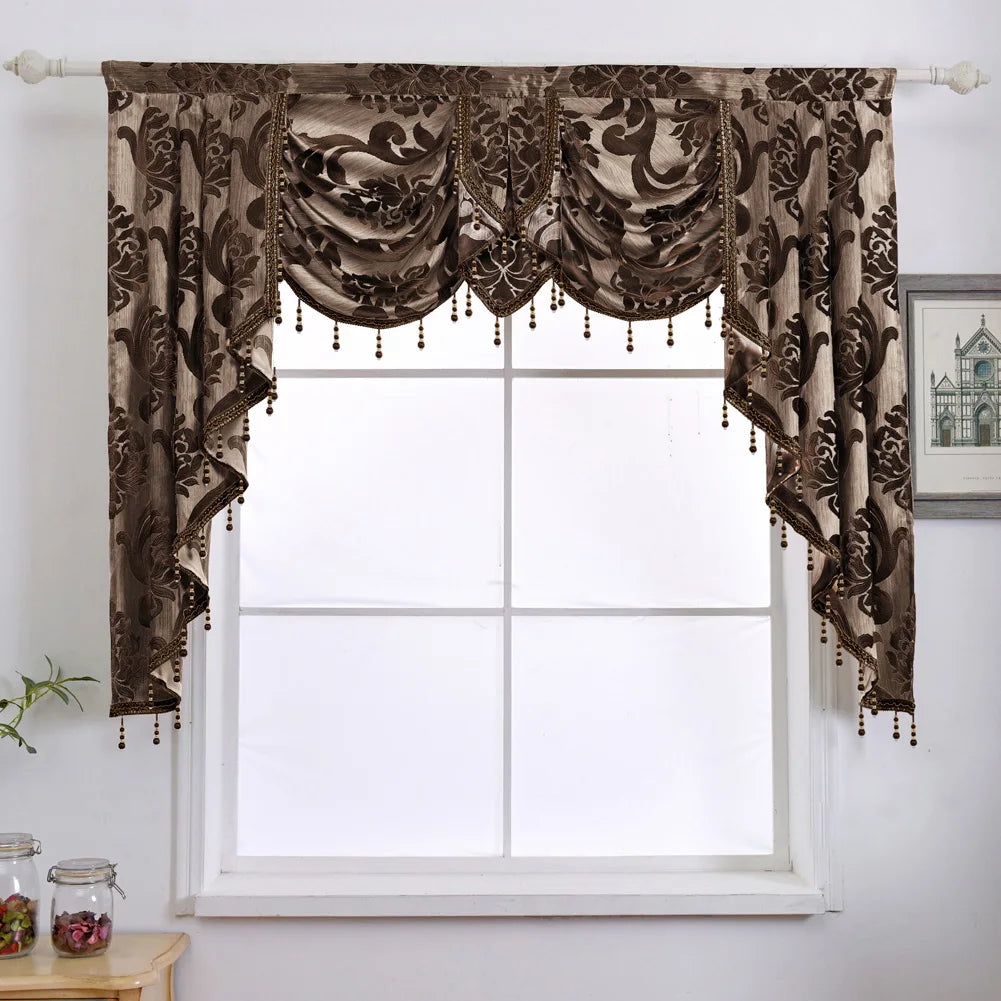 rideau floral semi transparent classique beige noir marron gris élégant decoration